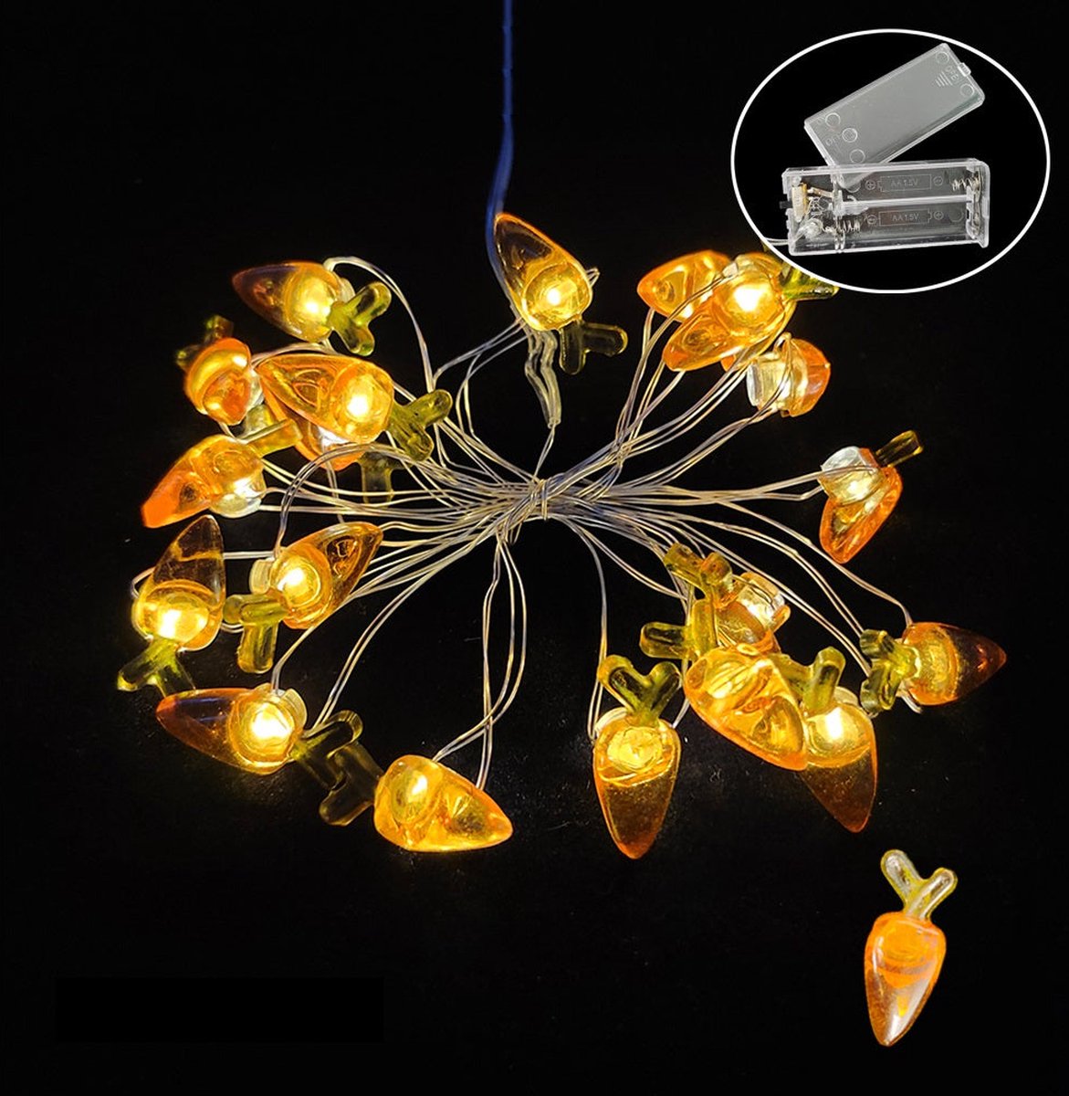 Pasen | PASEN29 | Easter | Paashaas | Verlichting | Paasverlichting | Lichtslang met 10 Lampjes | Wortelen